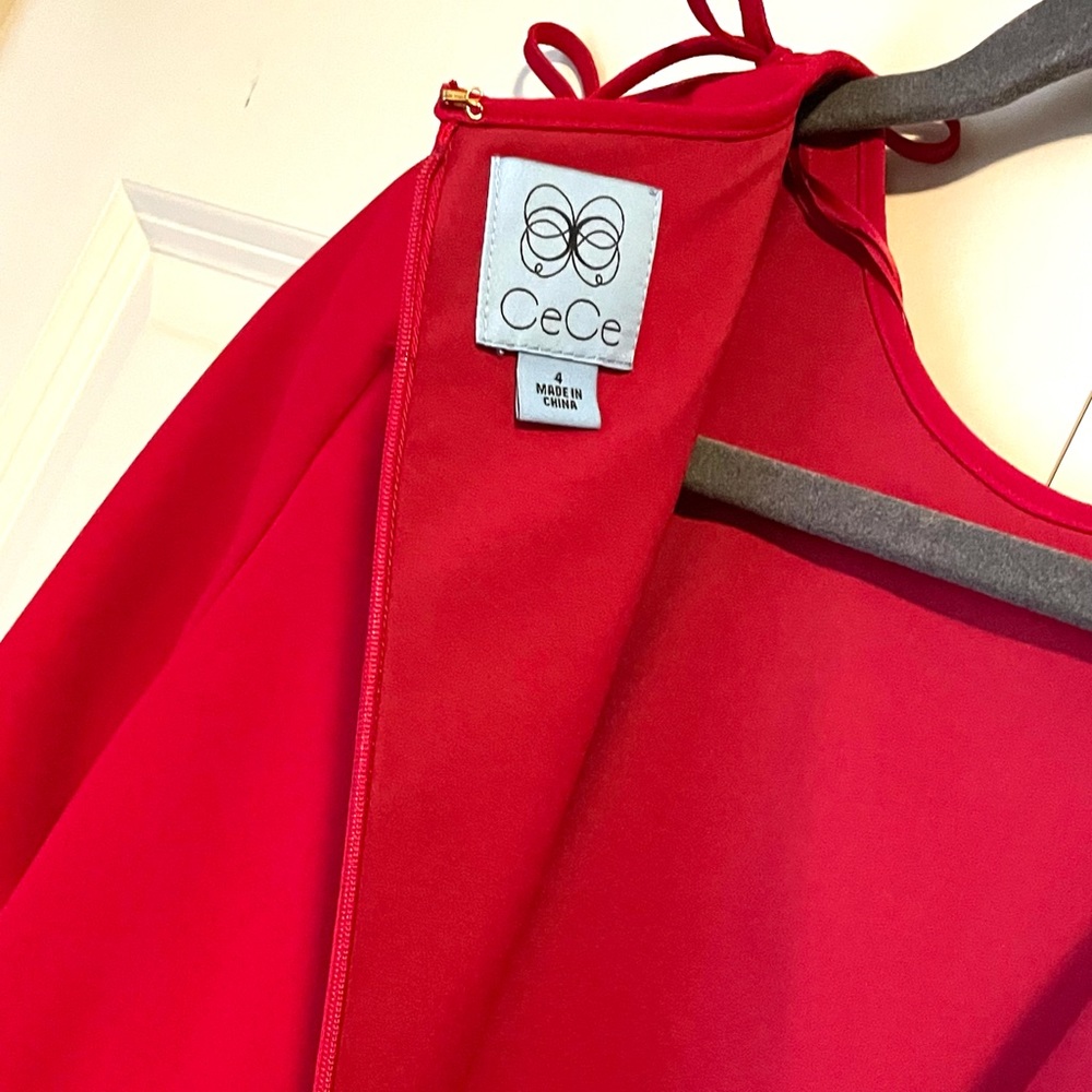 New CeCe Long Sleeves Women's Mini Dress Casual Party Office Red Size 4 ⚡️ - Picture 5 of 13